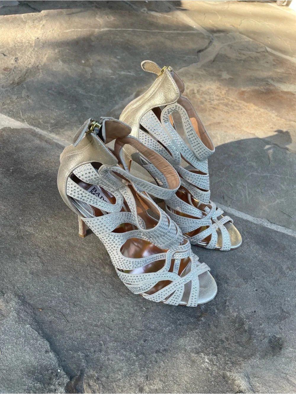 Badgley Mischka Taylar Crystal Metallic Stilettos Size 8